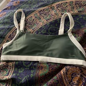 green and white bathing suit top